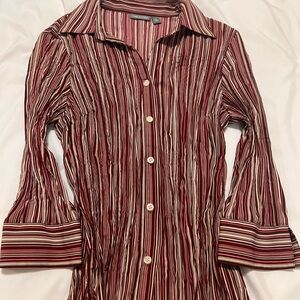 Apt 9 petite medium 3/4 sleeve striped button up blouse.